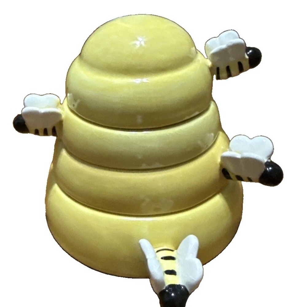 World Cost Plus Market Beehive Measuring Cup Set Ceramic Honey Bee Stackable